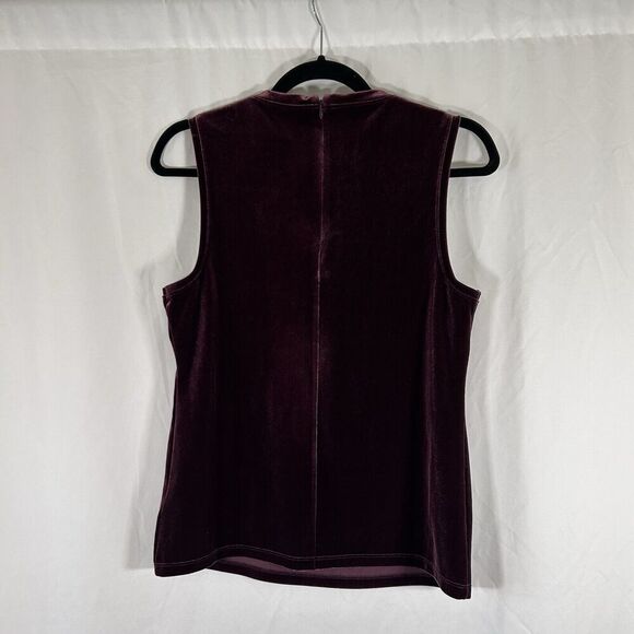 Gap Blouse Women's Small Solid Purple Velvet Zip Back Sleeveless Stretchy - Picture 6 of 8